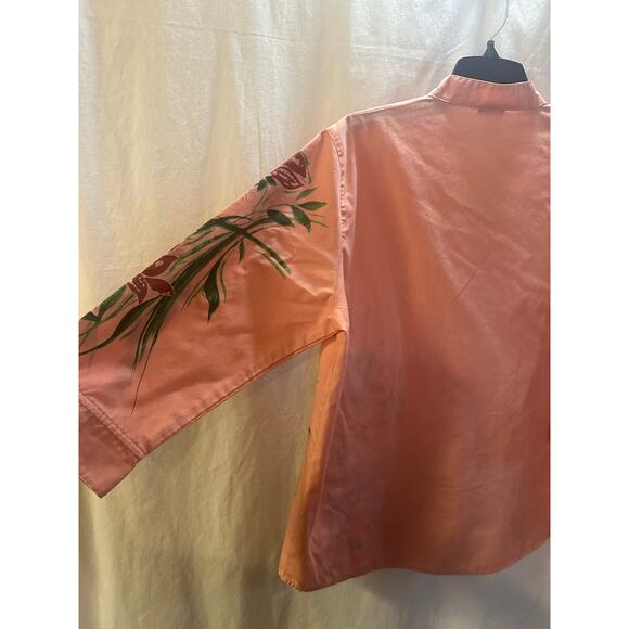 Sara Morgan Peach Hand-Painted Floral Button-Down – Size L - Picture 7 of 7